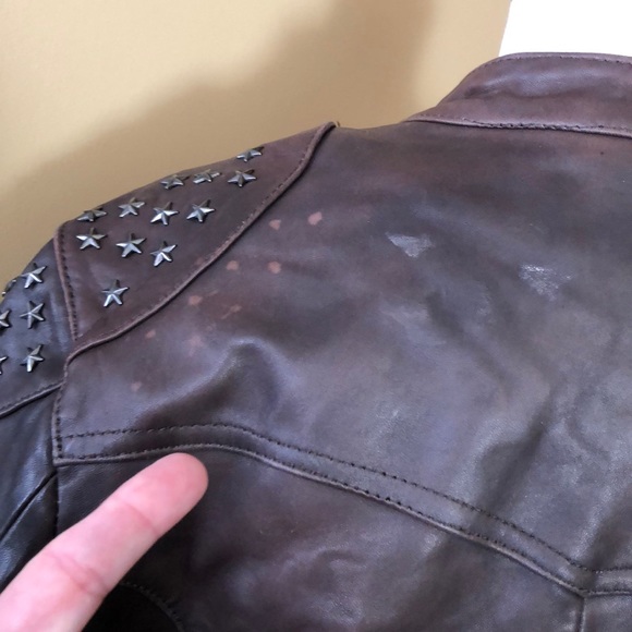 KNOLES & CARTER Size XXL Brown Leather STRETCH Metal STAR Embellished $288 NEW - Picture 14 of 16